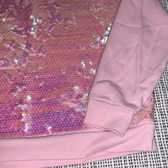 GIRLS PINK SEQUENCED TOP SWEATSHIRT - Picture 3 of 3